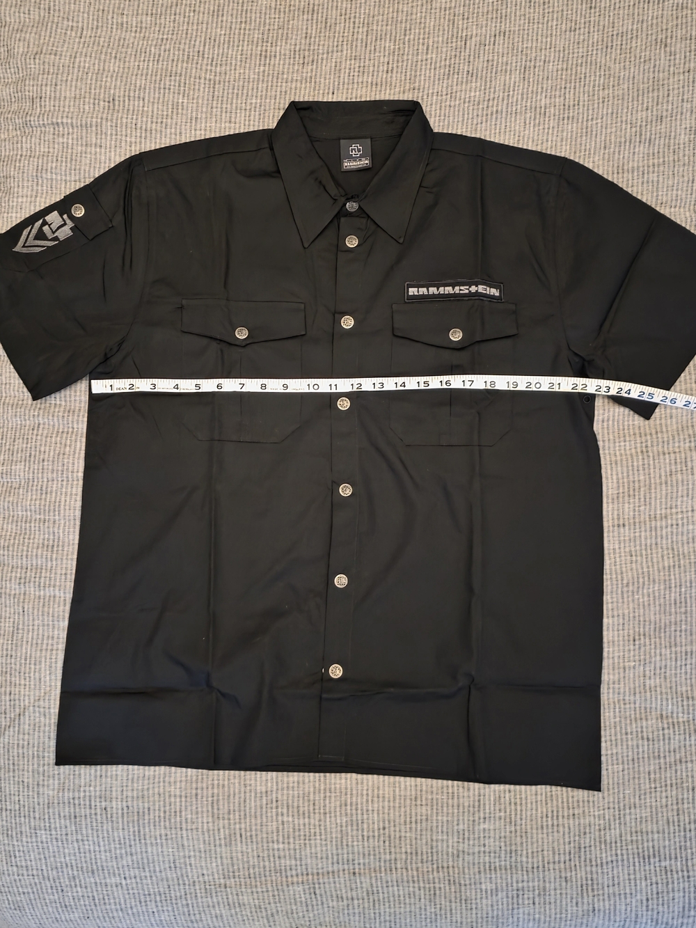 New Rammstein Black Short-Sleeve Button-Down Shirt Large L - Picture 4 of 7
